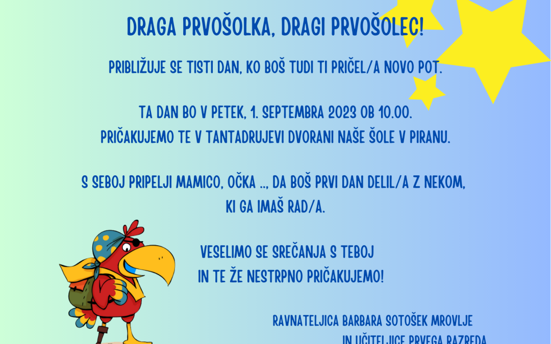 Vabilo za prvošolce